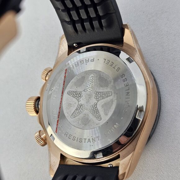 Pagani Design Watch Men's 40MM Gold Dial Black Plastic Red Orange Canvas Bands - Picture 8 of 16